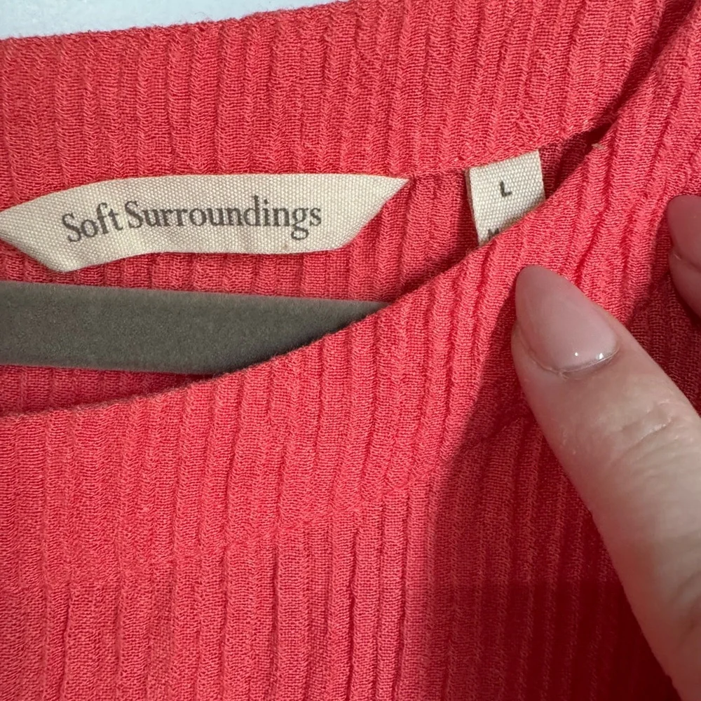 Soft Surroundings Oceo 2 Piece Matching Set Tunic Pants Size L Deep Sea Coral - Picture 3 of 10